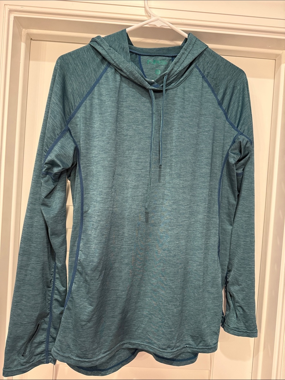 EUC NRS 50+ UPF sun protection hoodie in green/blue heather size M